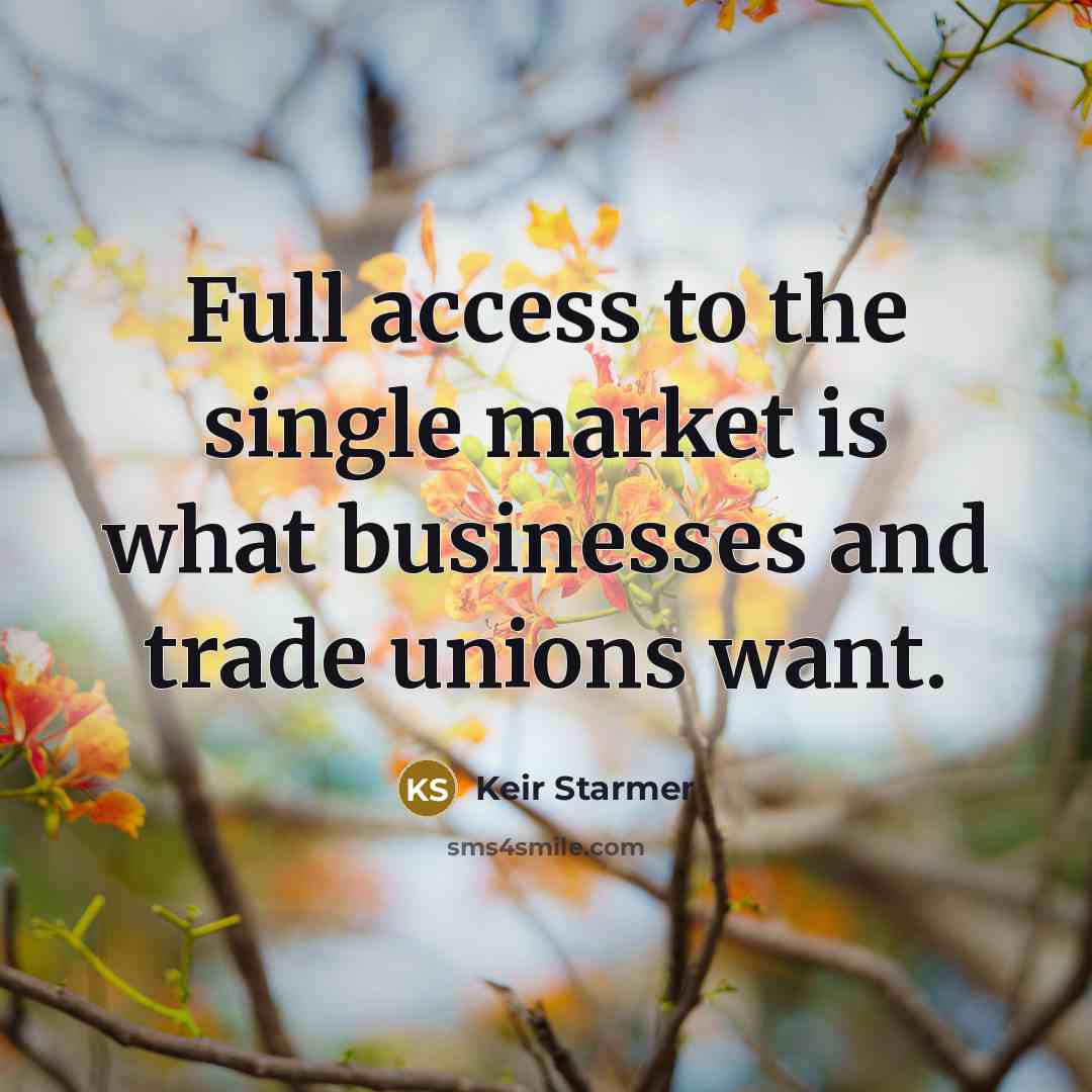 “Full access to the single market is what businesses and…” quote by Keir Starmer