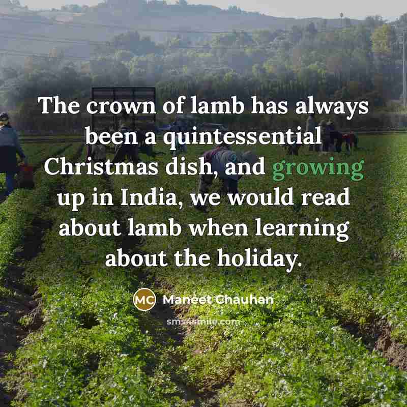 “The crown of lamb has always been a quintessential Christmas…” quote by Maneet Chauhan