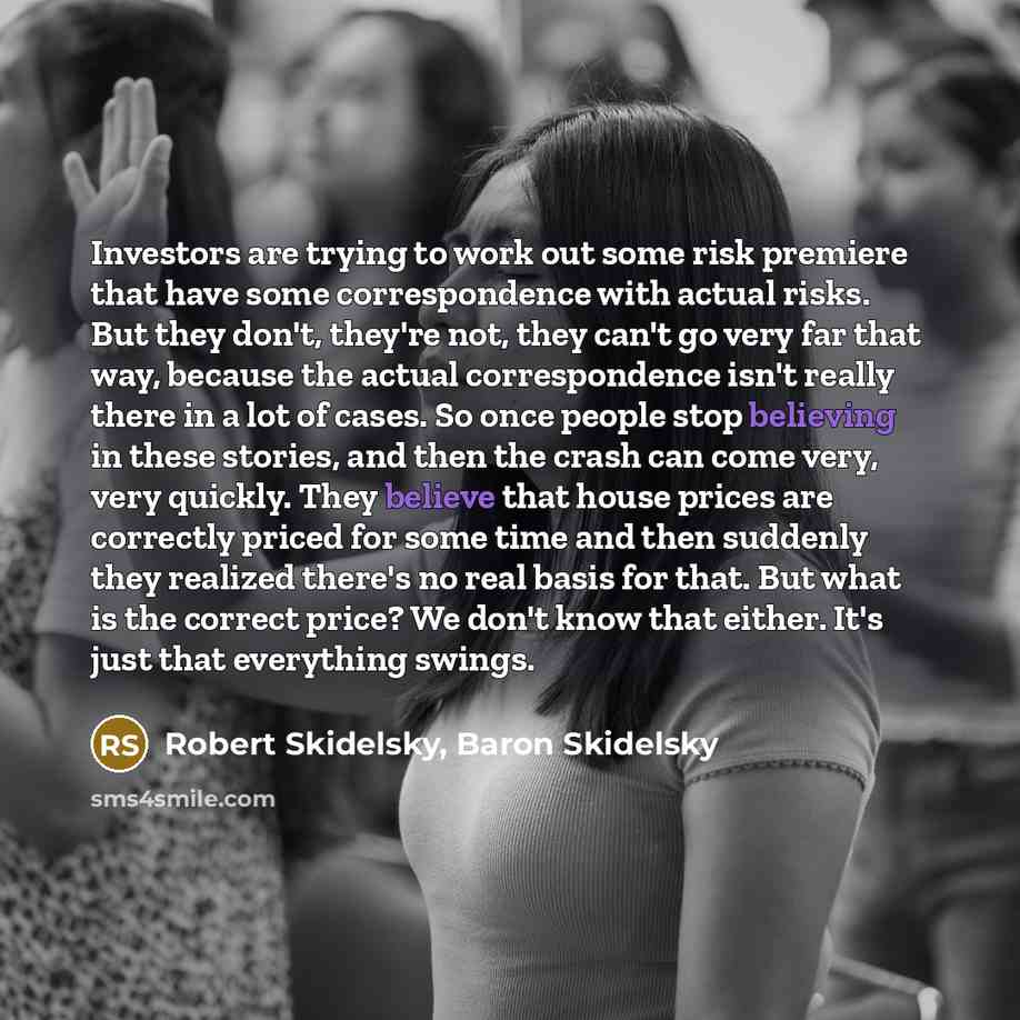 “Investors are trying to work out some risk premiere that…” quote by Robert Skidelsky, Baron Skidelsky