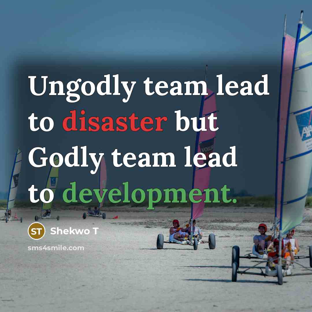 “Ungodly team lead to disaster but Godly team lead to development.” quote by Shekwo T