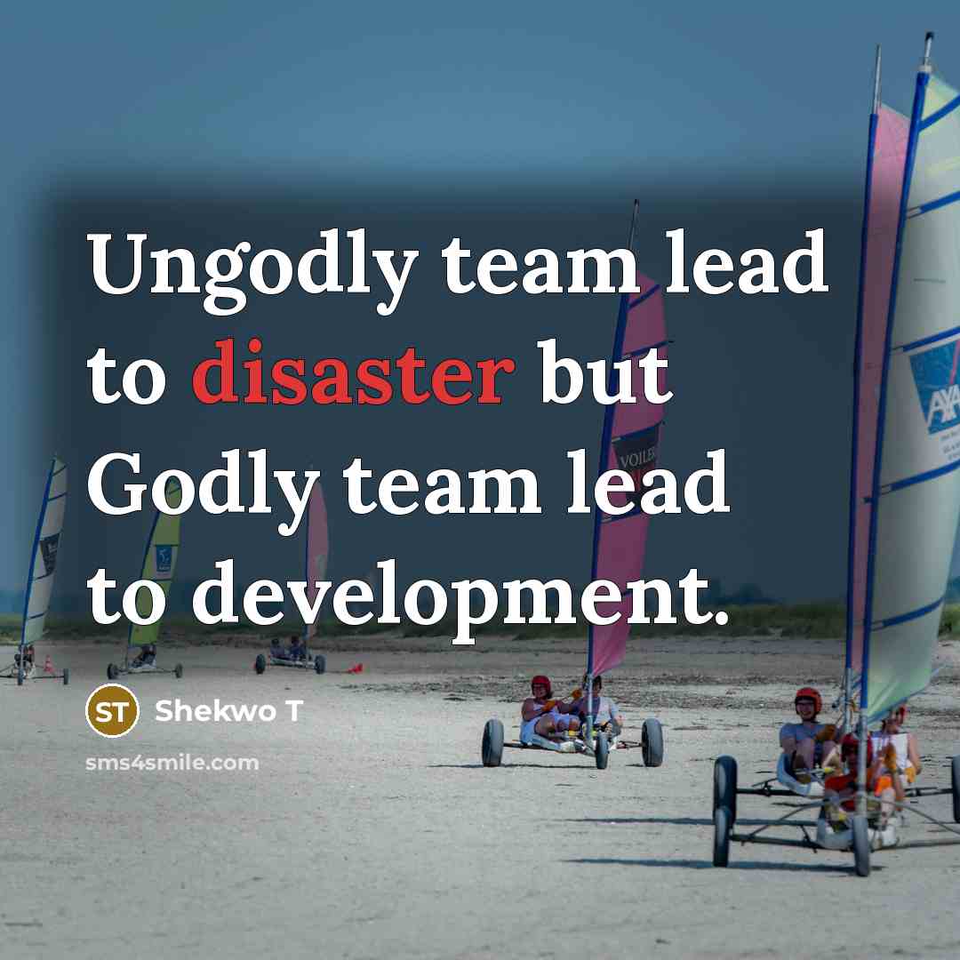 “Ungodly team lead to disaster but Godly team lead to…” quote by Shekwo T