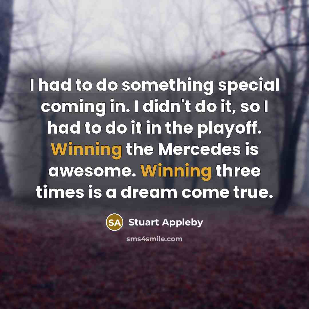 “I had to do something special coming in. I didn't…” quote by Stuart Appleby
