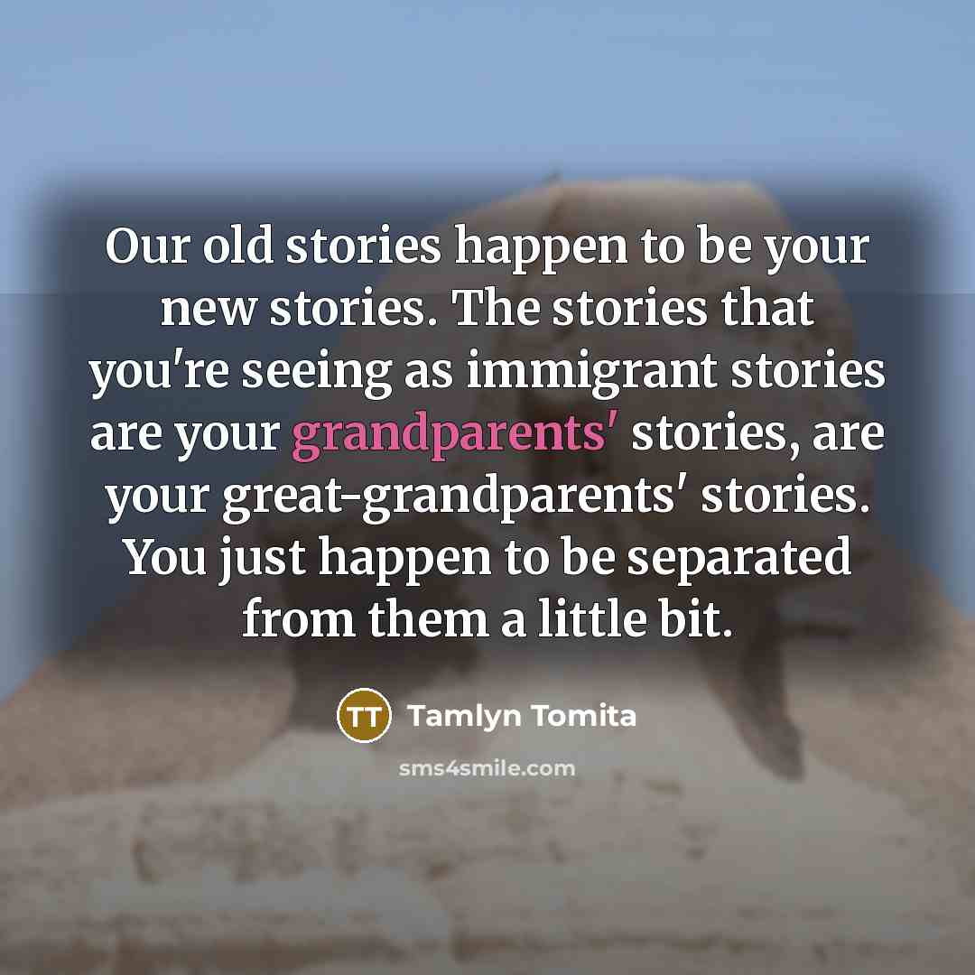“Our old stories happen to be your new stories. The…” quote by Tamlyn Tomita