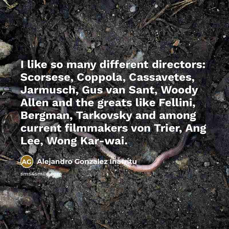 “I like so many different directors: Scorsese, Coppola, Cassavetes, Jarmusch,…” quote by Alejandro Gonzalez Inarritu