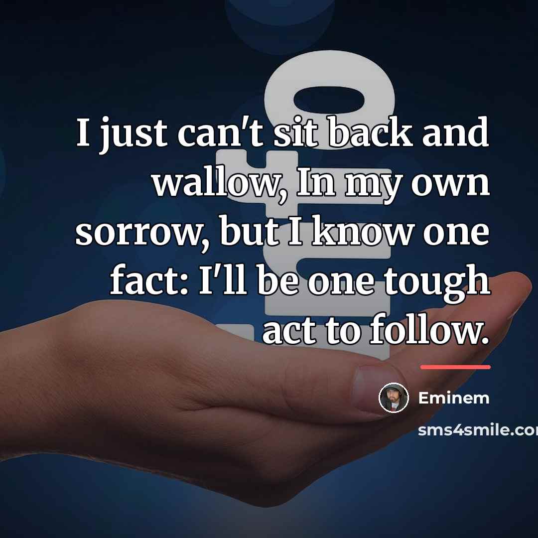 “I just can't sit back and wallow, In my own…” quote by Eminem