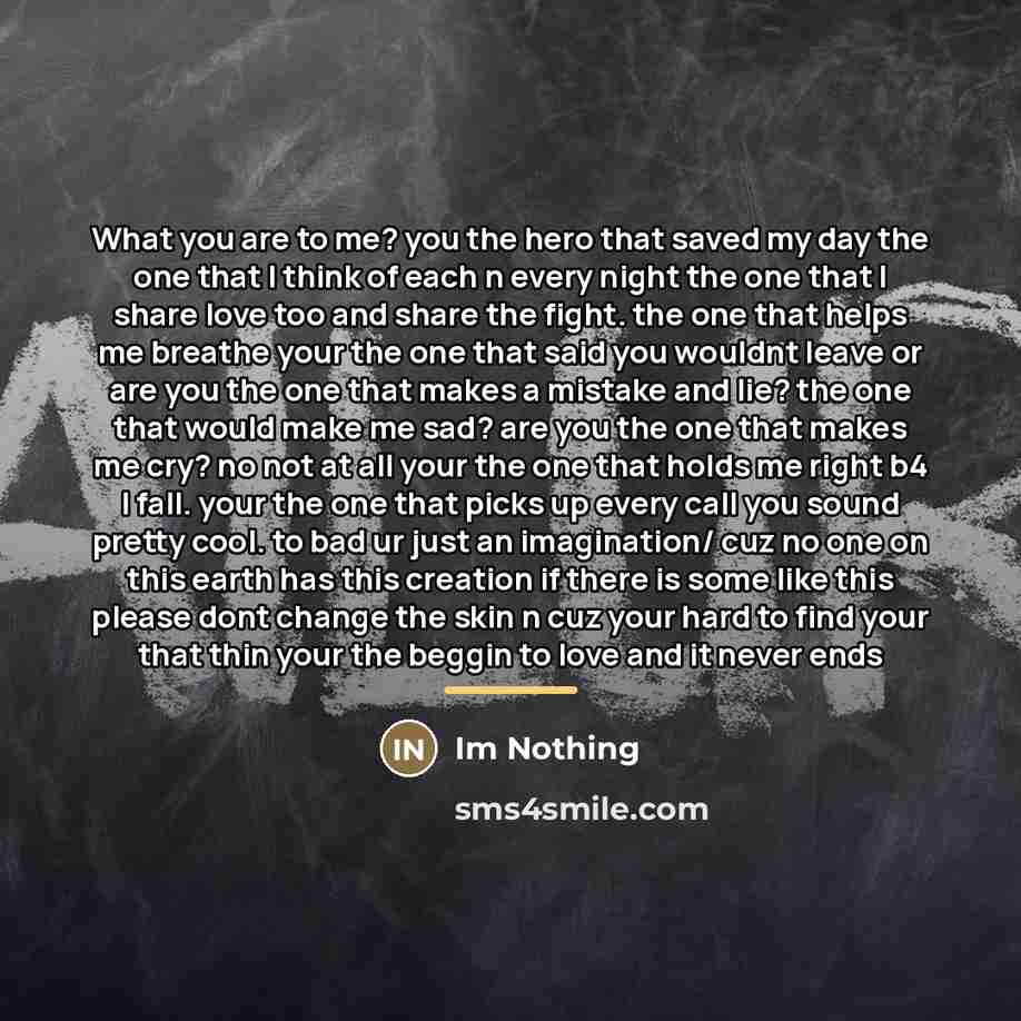 “What you are to me? you the hero that saved…” quote by Im Nothing