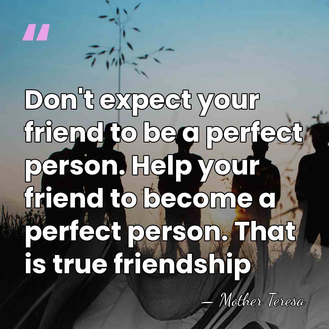 Don't expect your friend to be a perfect person. Help your friend&hellip; - Mother Teresa