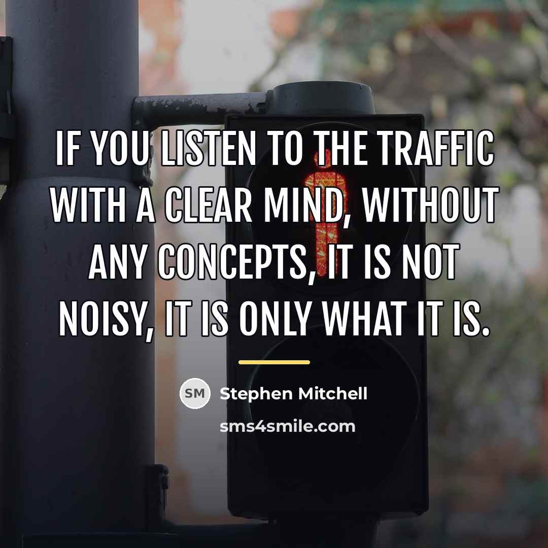 “If you listen to the traffic with a clear mind,…” quote by Stephen Mitchell
