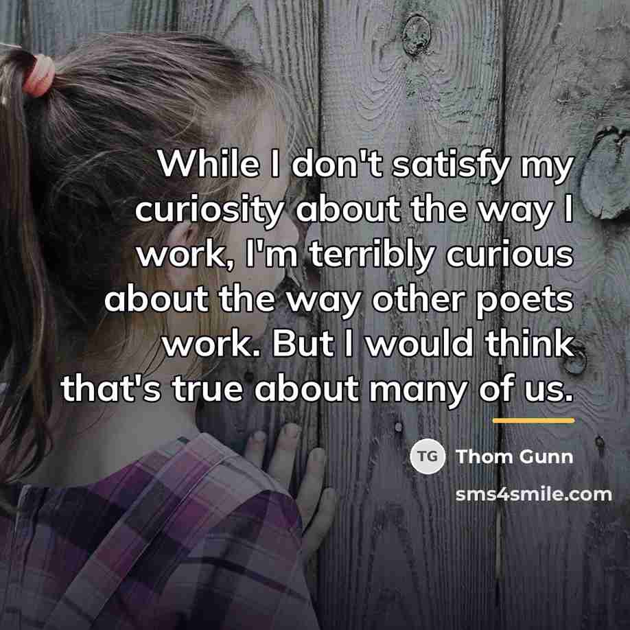 “While I don't satisfy my curiosity about the way I…” quote by Thom Gunn