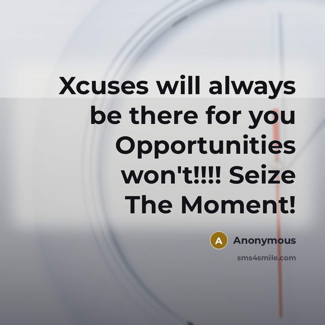 “Xcuses will always be there for you Opportunities won't!!!! Seize…” quote by Anonymous