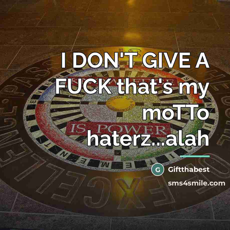 “I DON'T GIVE A FUCK that's my moTTo haterz...alah…” quote by Giftthabest