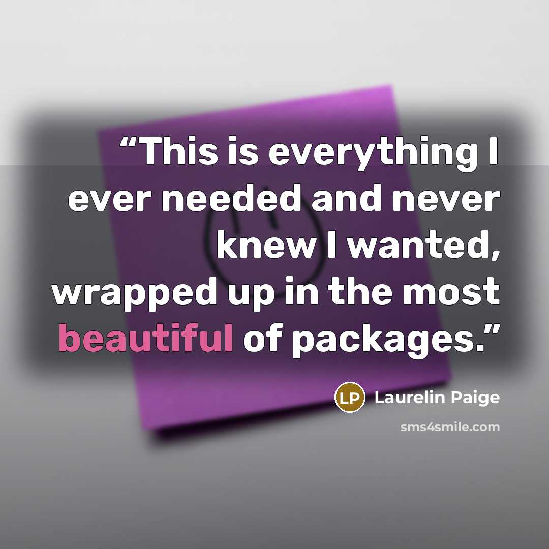 “This is everything I ever needed and never knew I wanted, wrapped up in the most beautiful of packages.” quote by Laurelin Paige