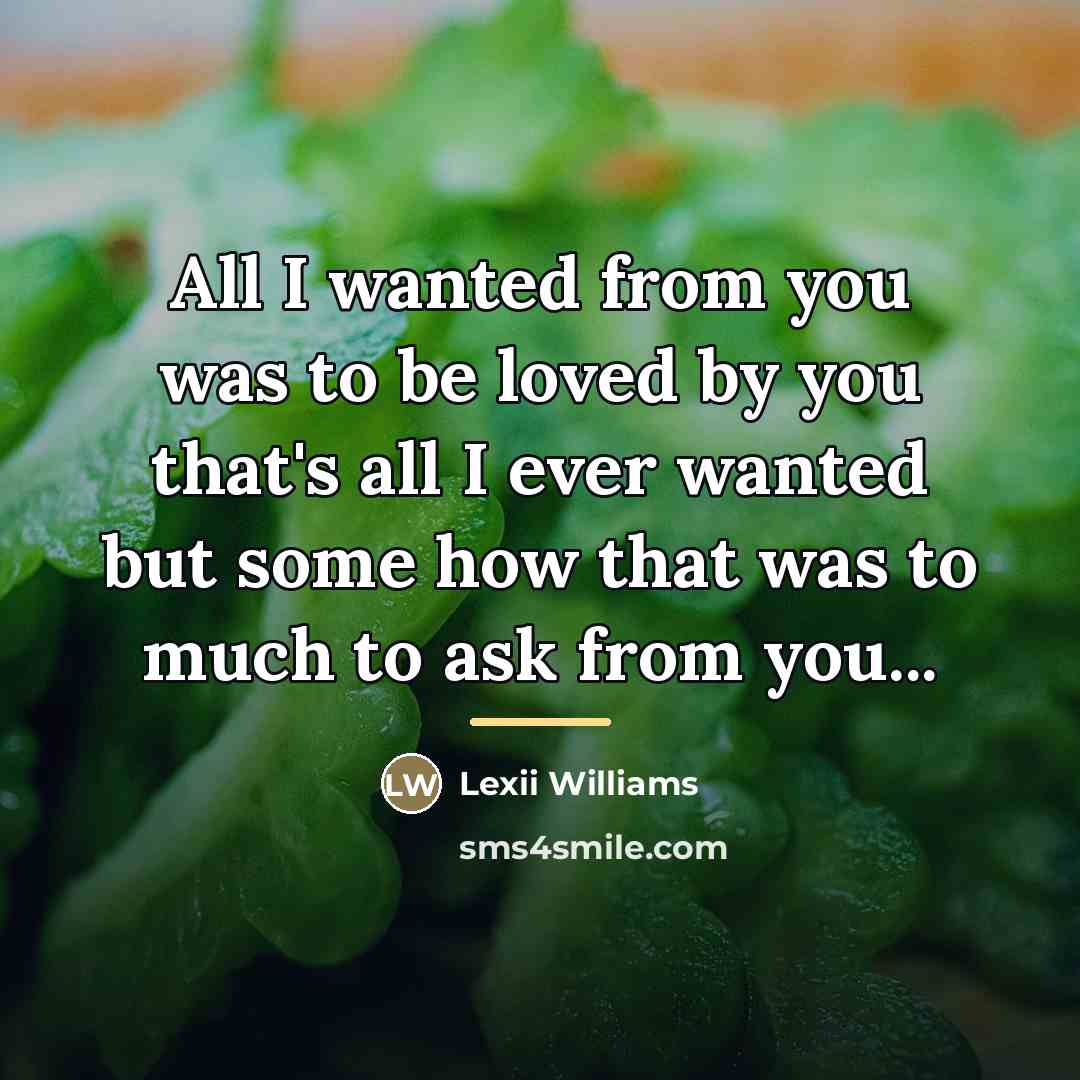 “All I wanted from you was to be loved by…” quote by Lexii Williams