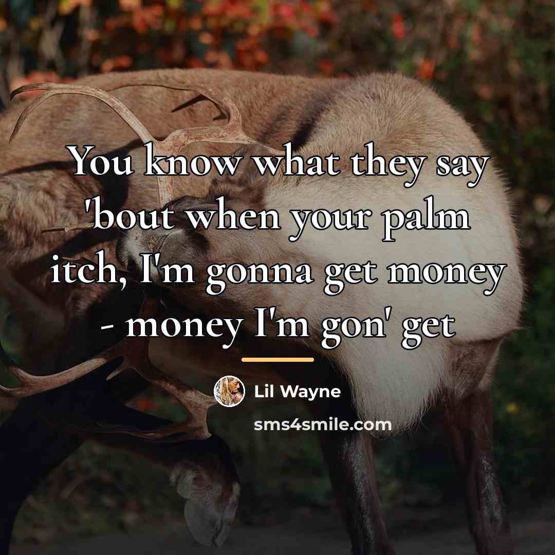 “You know what they say 'bout when your palm itch,…” quote by Lil Wayne