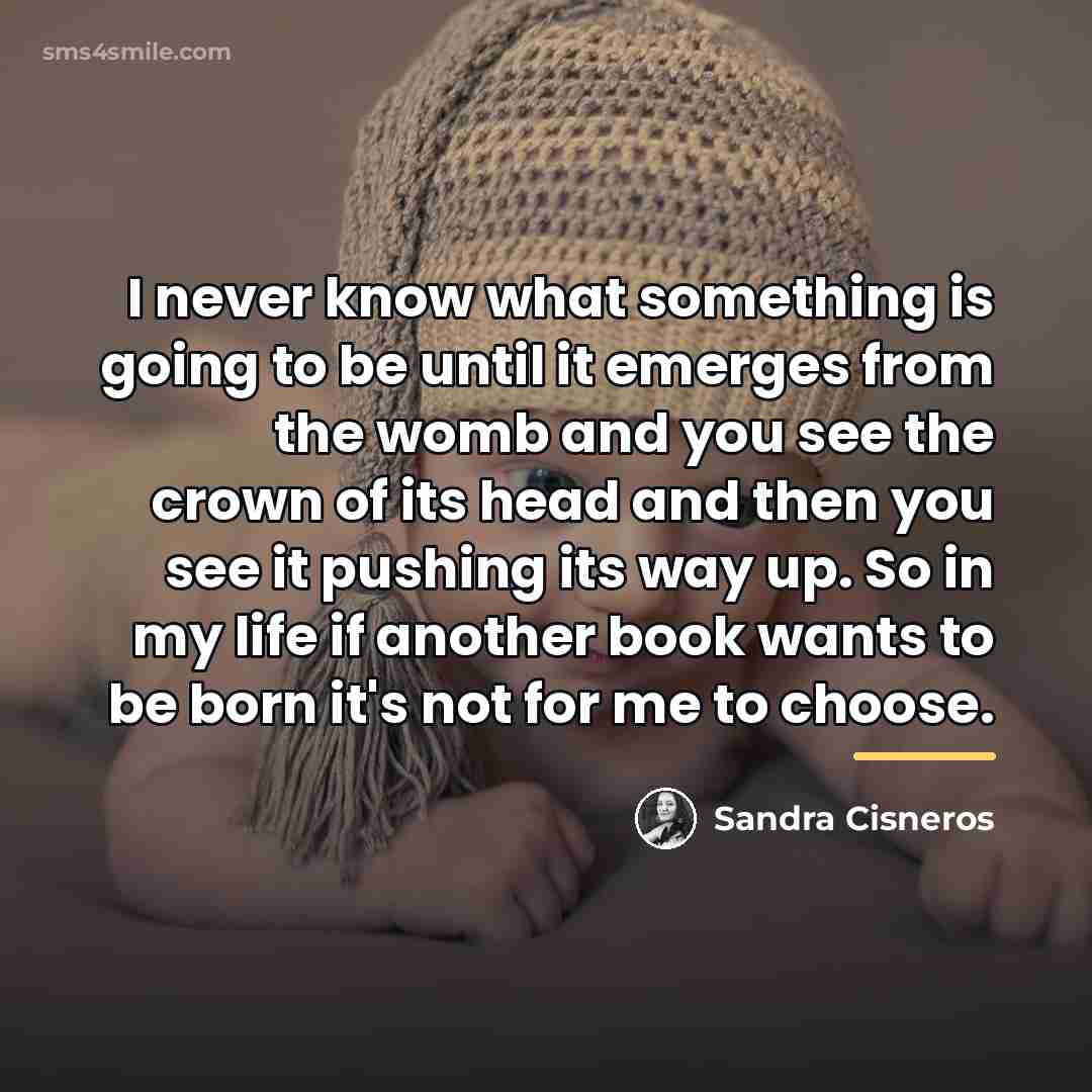 “I never know what something is going to be until…” quote by Sandra Cisneros