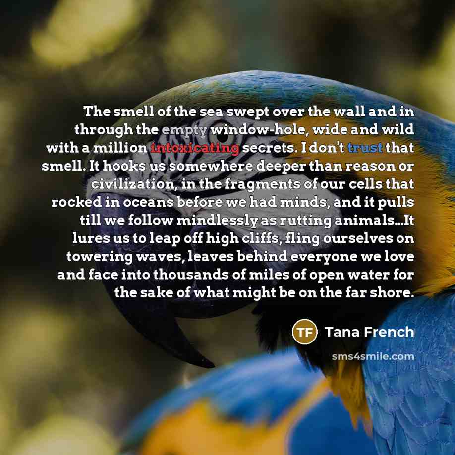 “The smell of the sea swept over the wall and…” quote by Tana French