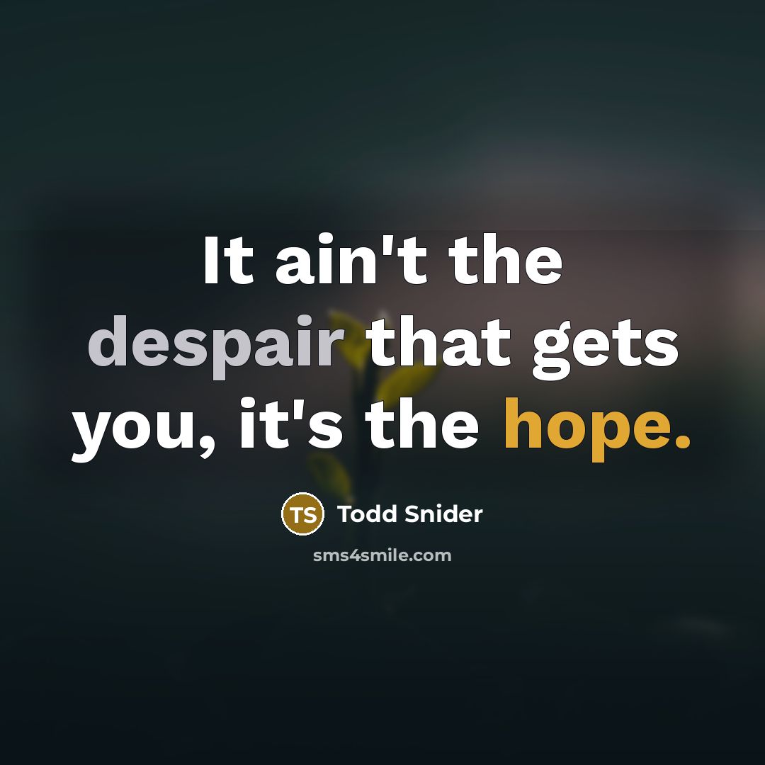 “It ain't the despair that gets you, it's the hope.…” quote by Todd Snider