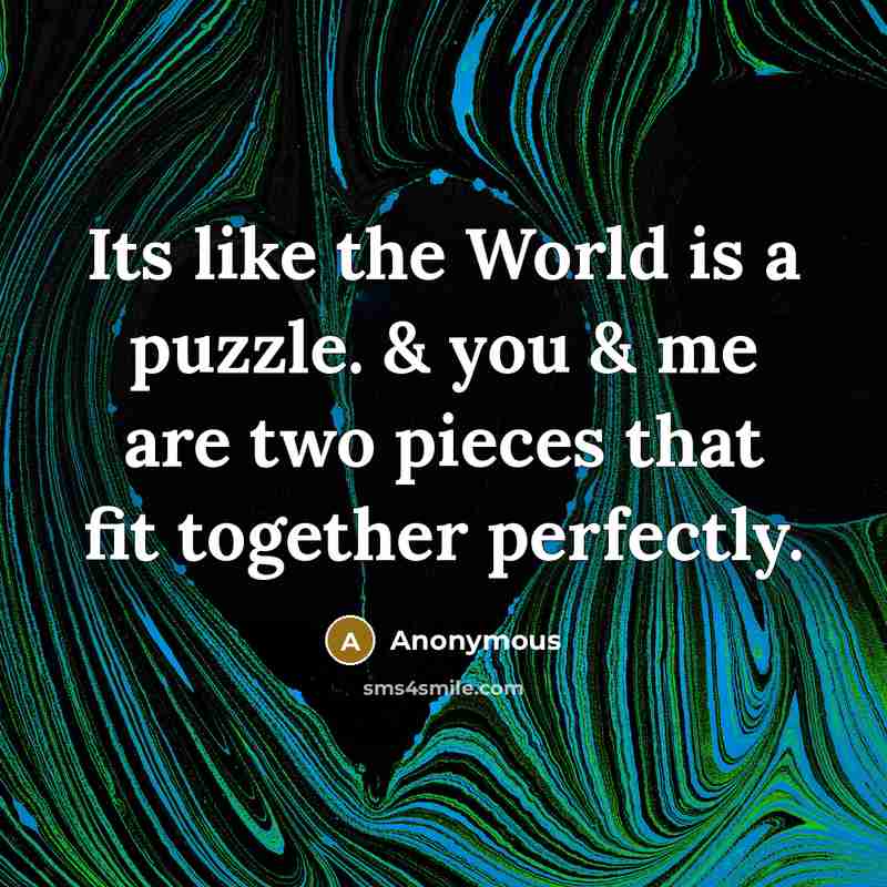 “Its like the World is a puzzle. & you &…” quote by Anonymous