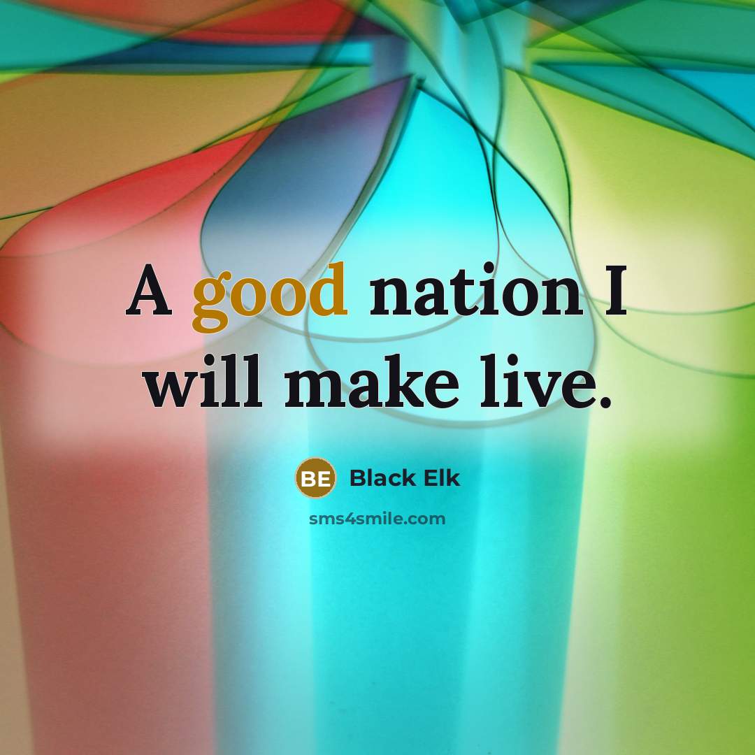 “A good nation I will make live.…” quote by Black Elk