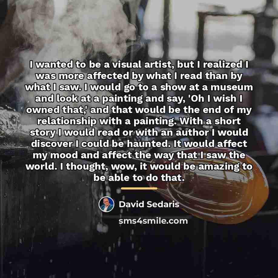 “I wanted to be a visual artist, but I realized…” quote by David Sedaris