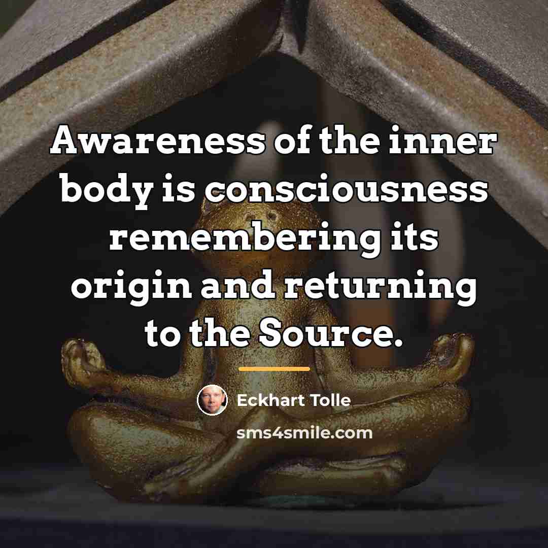 “Awareness of the inner body is consciousness remembering its origin…” quote by Eckhart Tolle