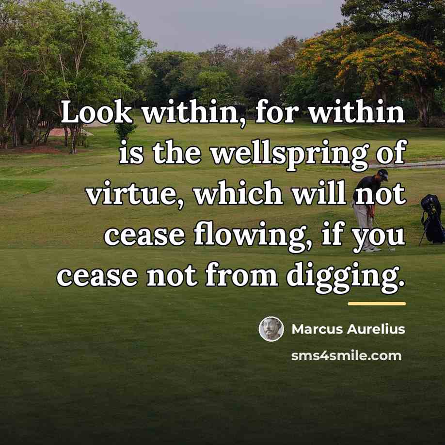 “Look within, for within is the wellspring of virtue, which…” quote by Marcus Aurelius