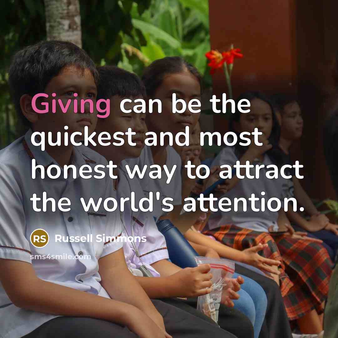 “Giving can be the quickest and most honest way to…” quote by Russell Simmons