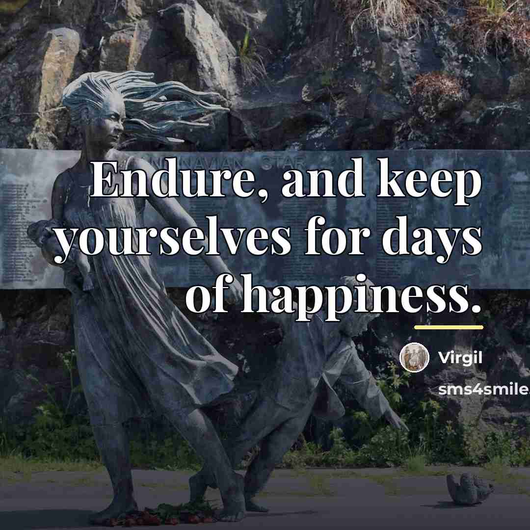 “Endure, and keep yourselves for days of happiness.…” quote by Virgil