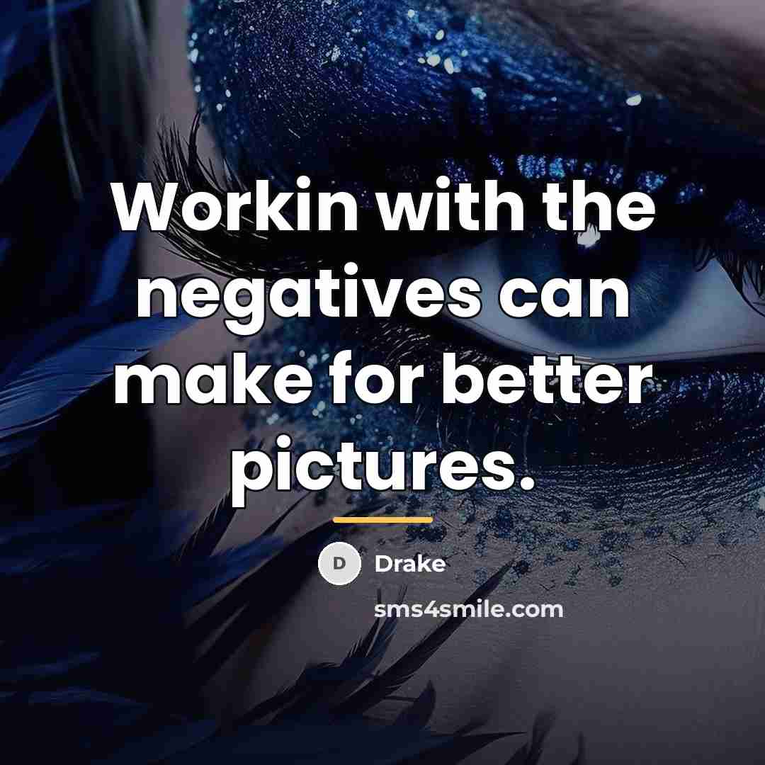 “Workin with the negatives can make for better pictures.…” quote by Drake