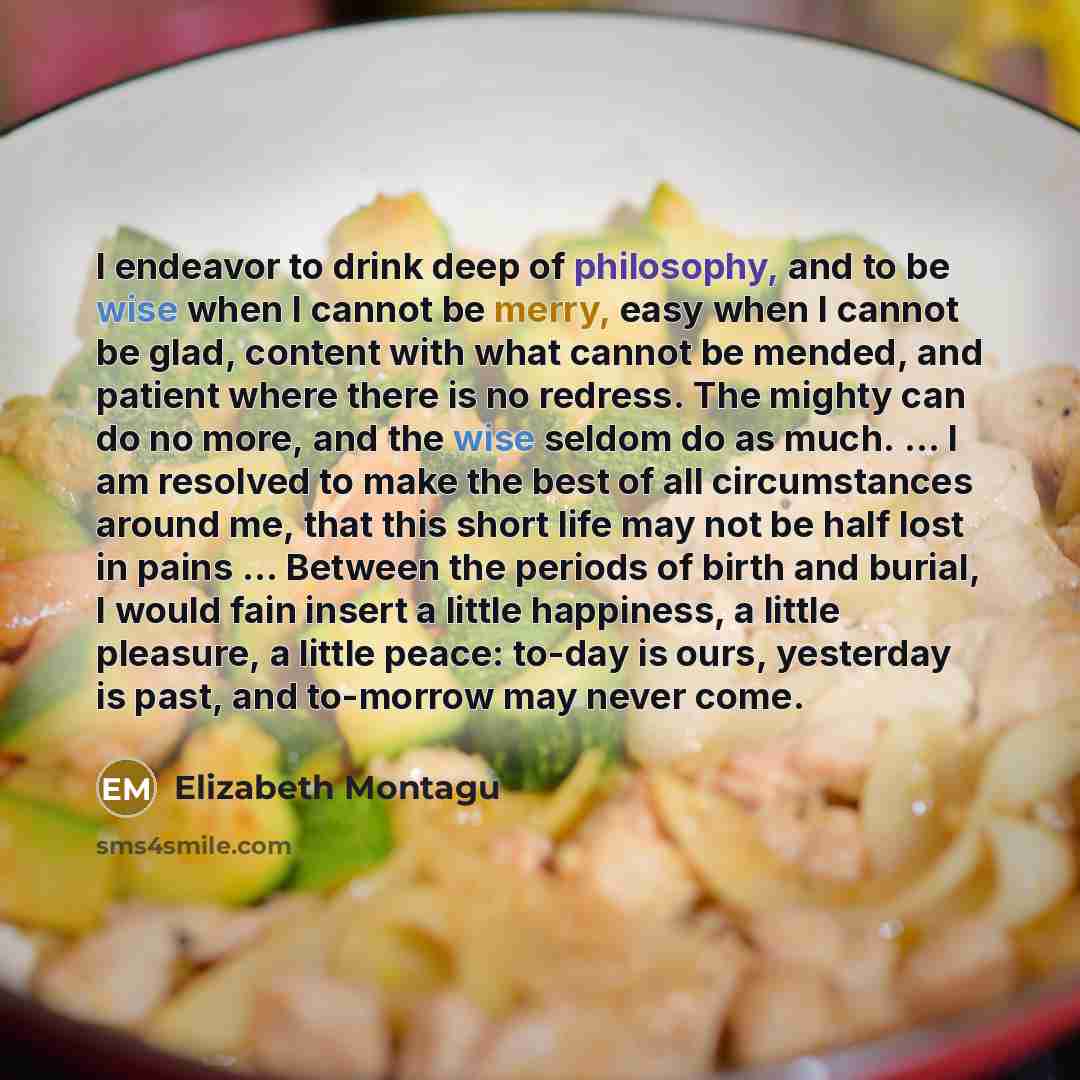 “I endeavor to drink deep of philosophy, and to be…” quote by Elizabeth Montagu