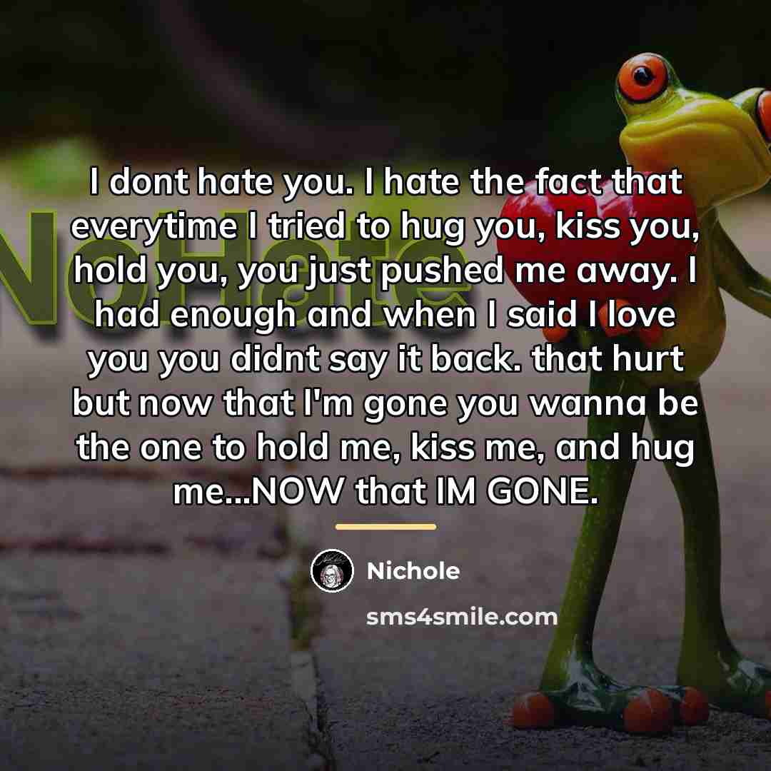 “I dont hate you. I hate the fact that everytime…” quote by Nichole