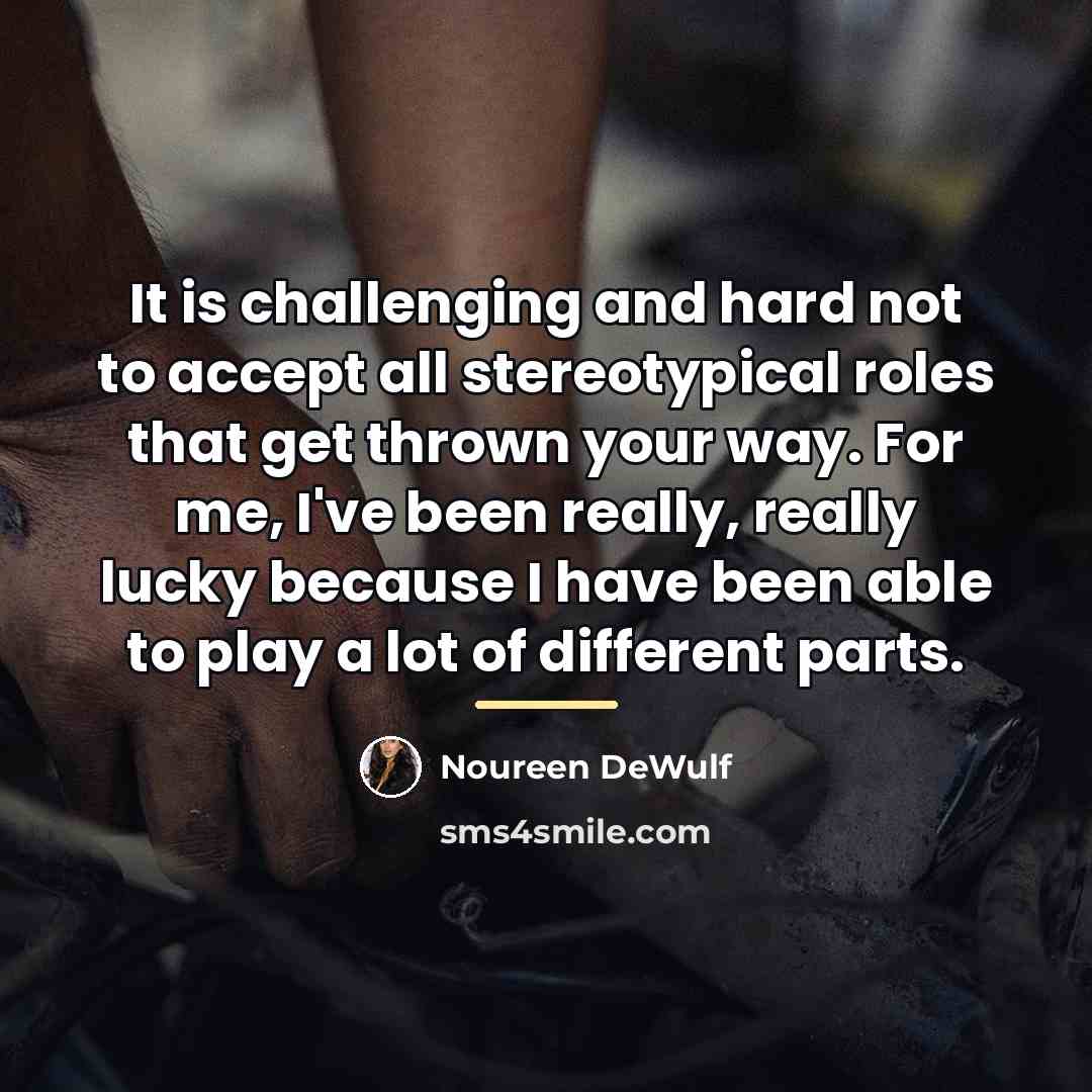 “It is challenging and hard not to accept all stereotypical…” quote by Noureen DeWulf