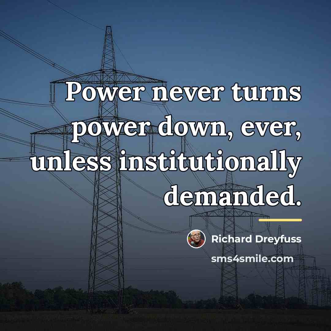 “Power never turns power down, ever, unless institutionally demanded.…” quote by Richard Dreyfuss