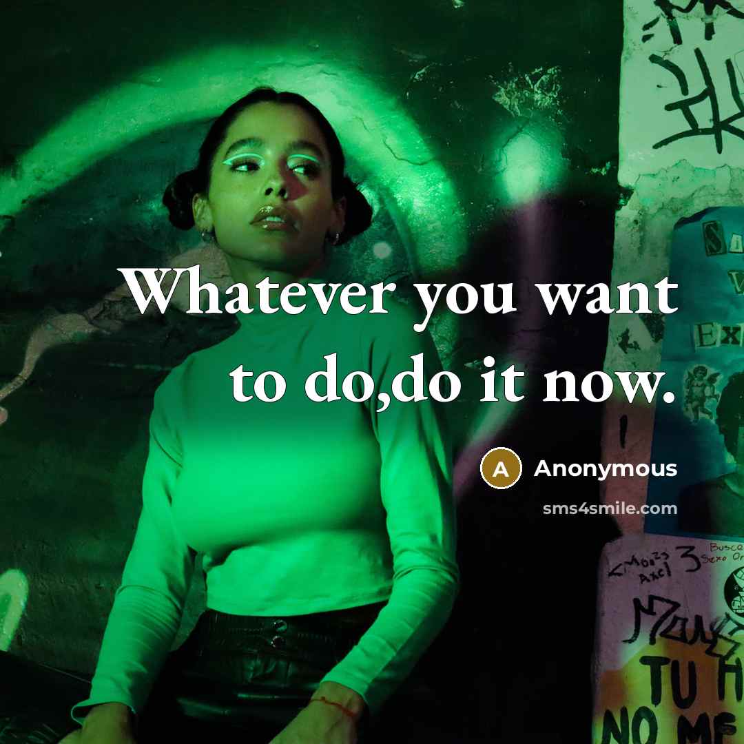 “Whatever you want to do,do it now.…” quote by Anonymous