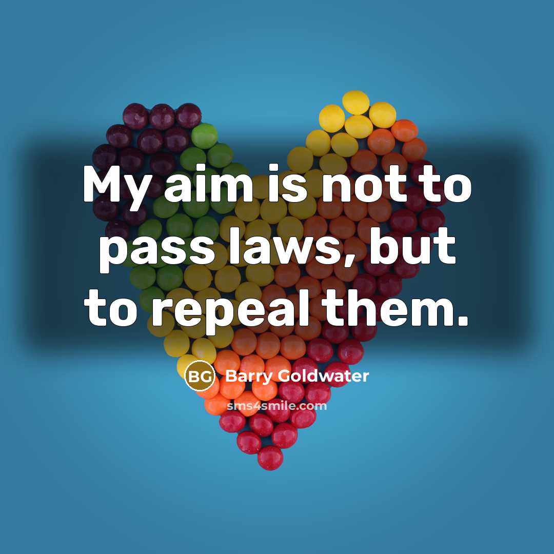 “My aim is not to pass laws, but to repeal…” quote by Barry Goldwater