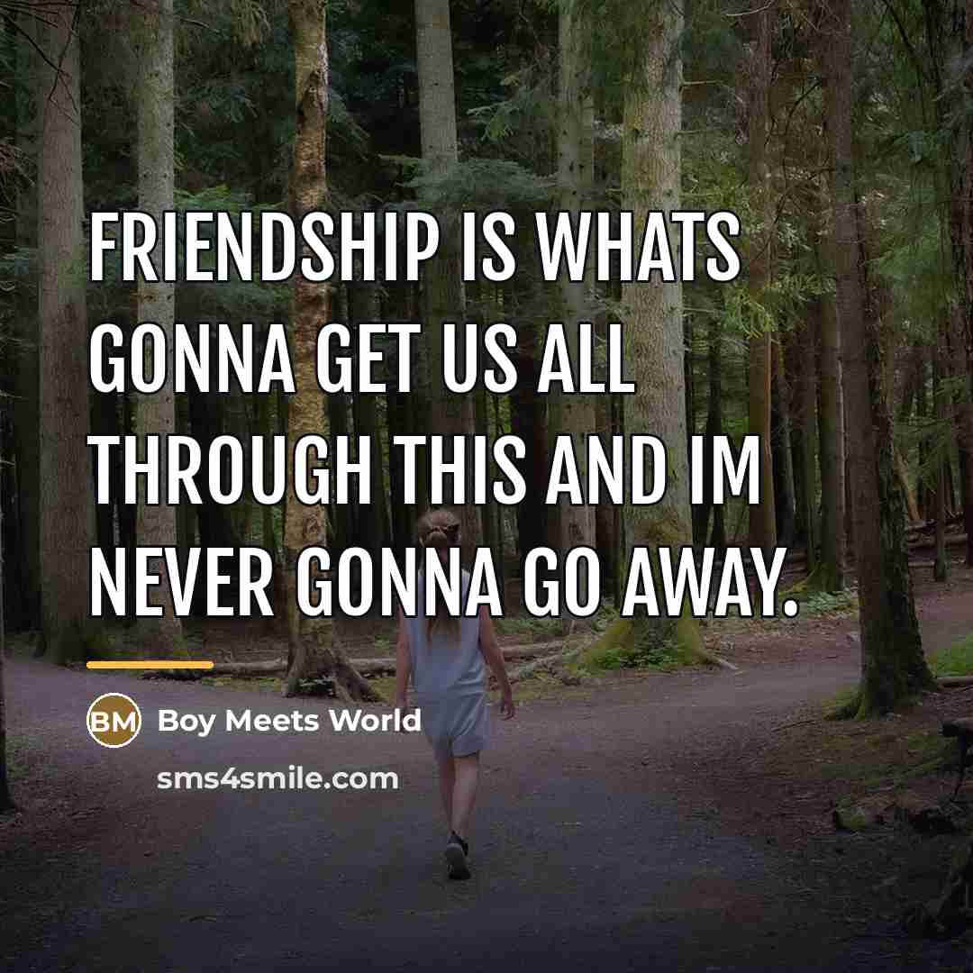 “Friendship is whats gonna get us all through this and…” quote by Boy Meets World