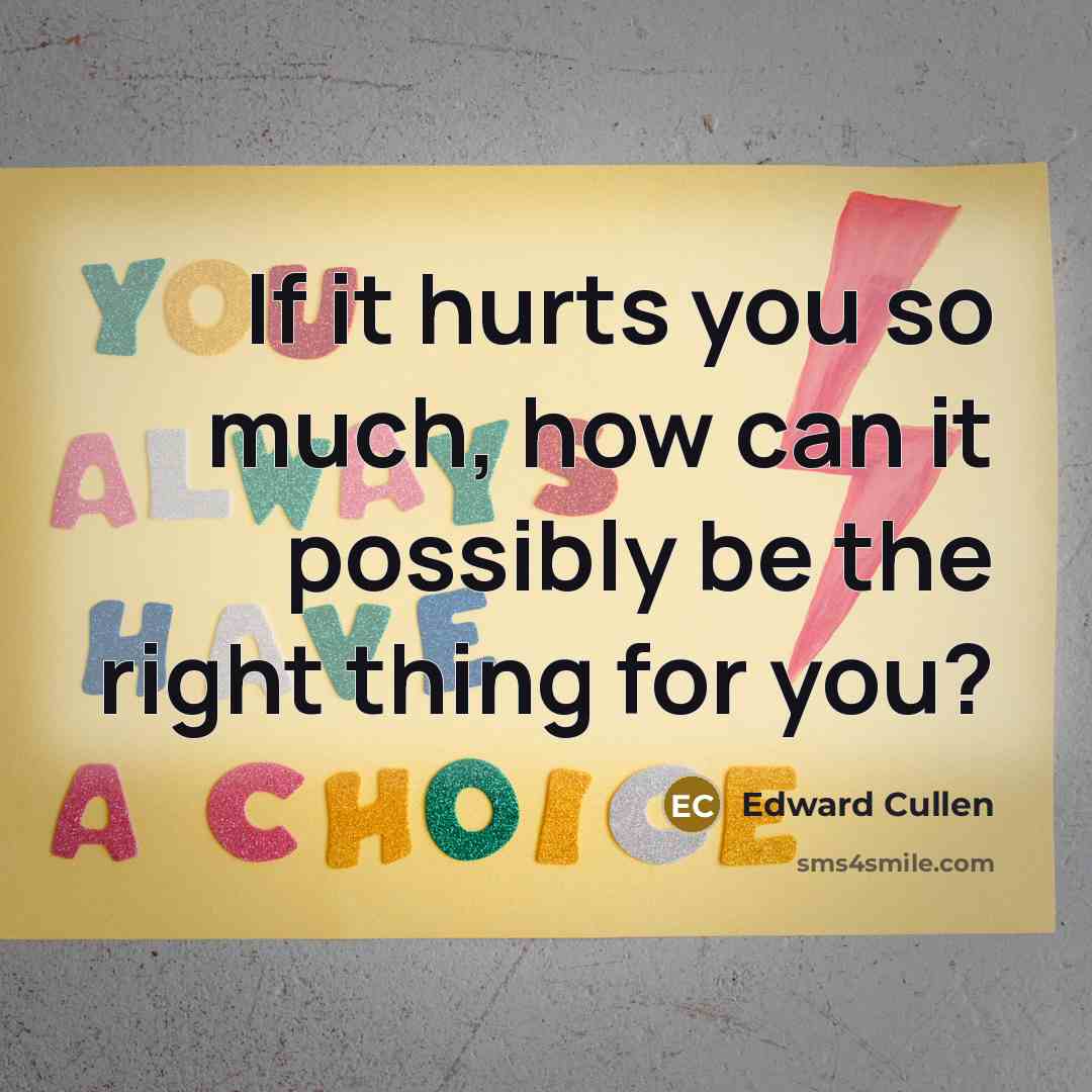 “If it hurts you so much, how can it possibly…” quote by Edward Cullen