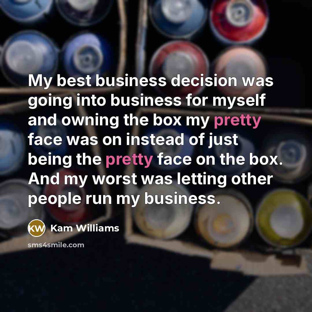 “My best business decision was going into business for myself…” quote by Kam Williams