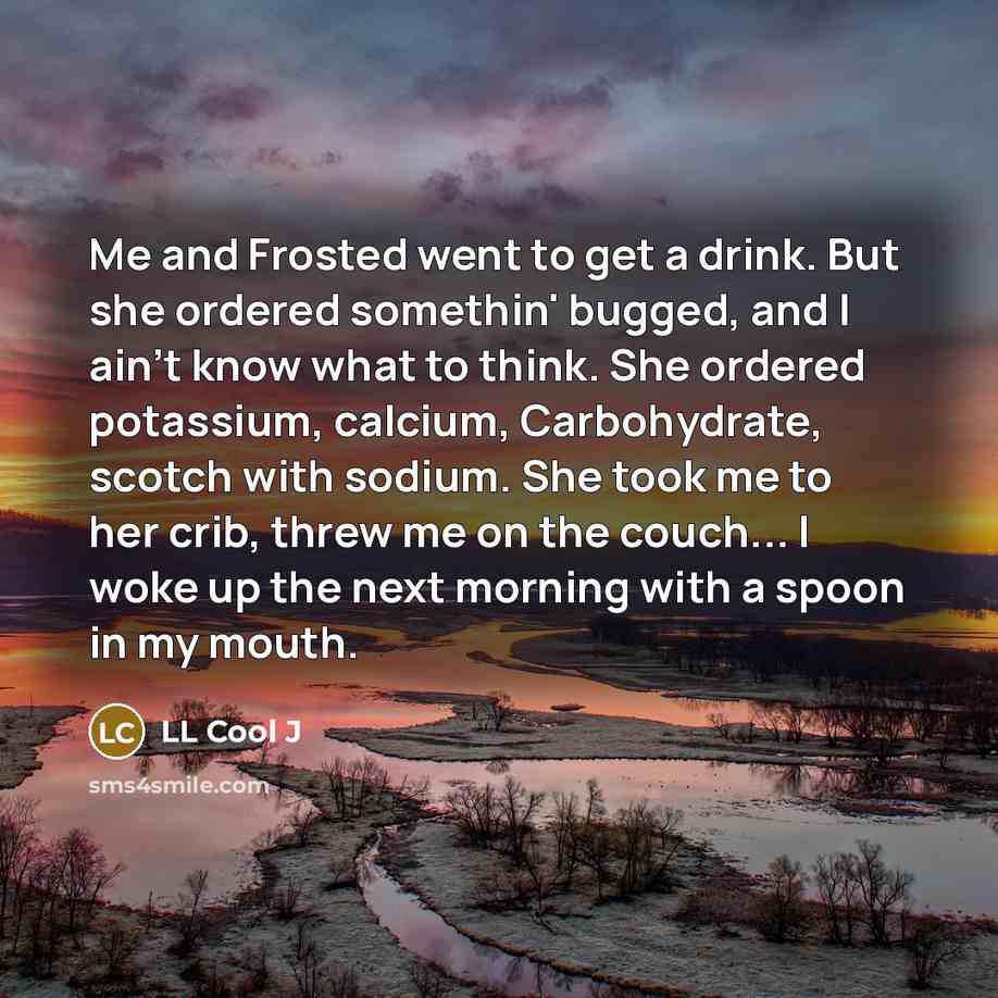 “Me and Frosted went to get a drink. But she…” quote by LL Cool J