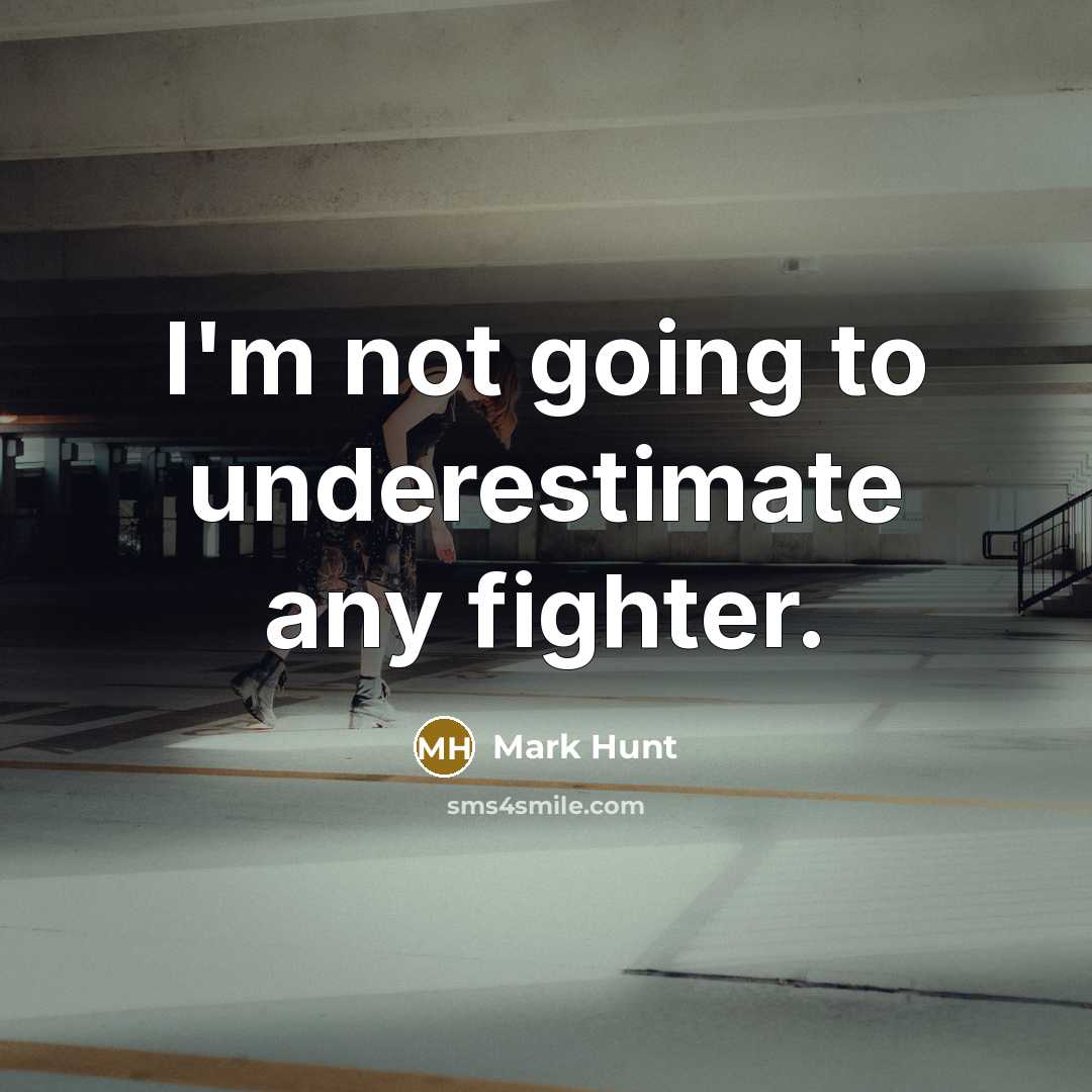 “I'm not going to underestimate any fighter.…” quote by Mark Hunt