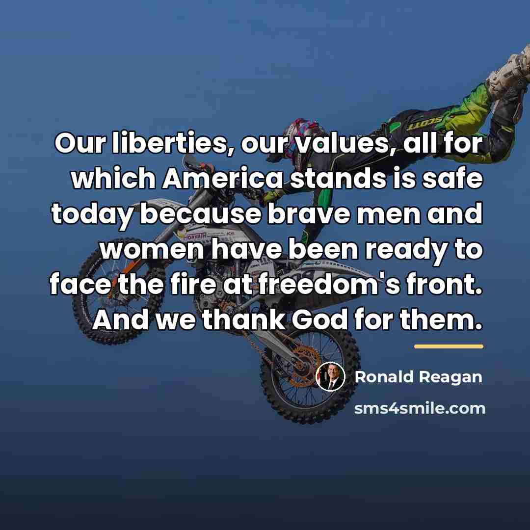 “Our liberties, our values, all for which America stands is…” quote by Ronald Reagan
