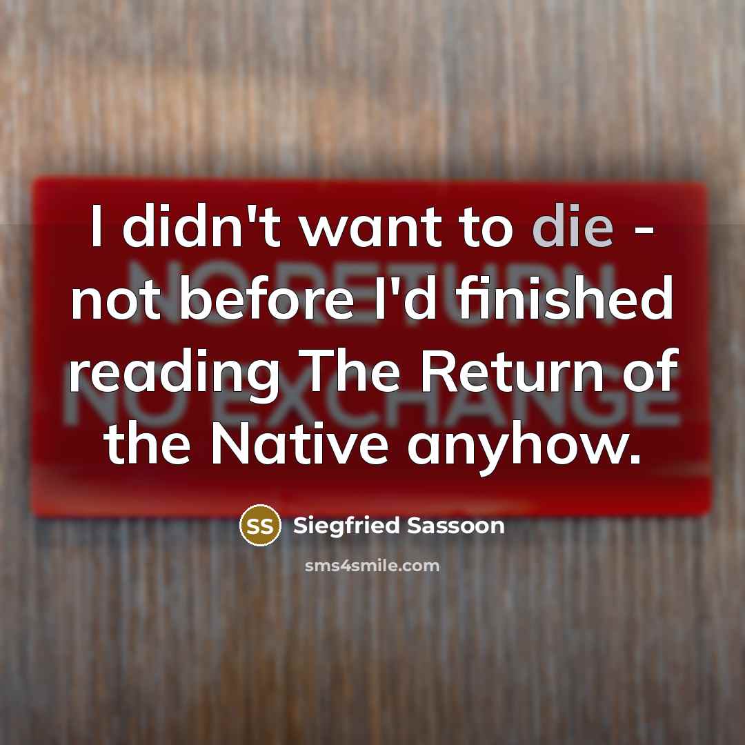 “I didn't want to die - not before I'd finished…” quote by Siegfried Sassoon