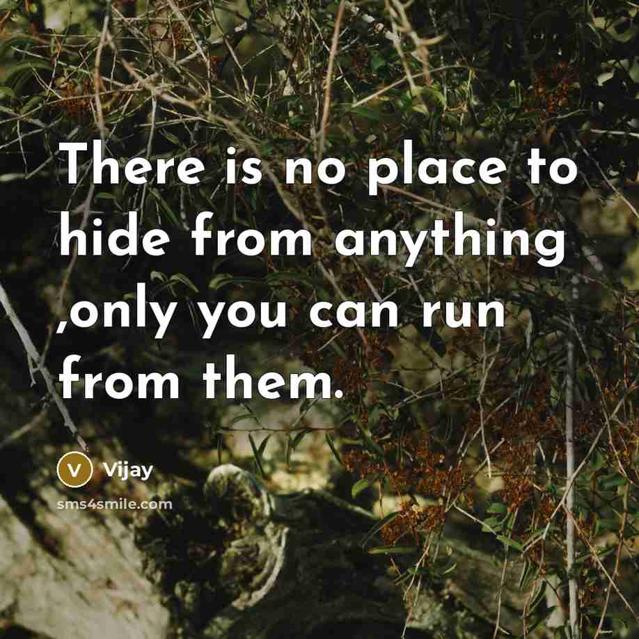 “There is no place to hide from anything ,only you…” quote by Vijay