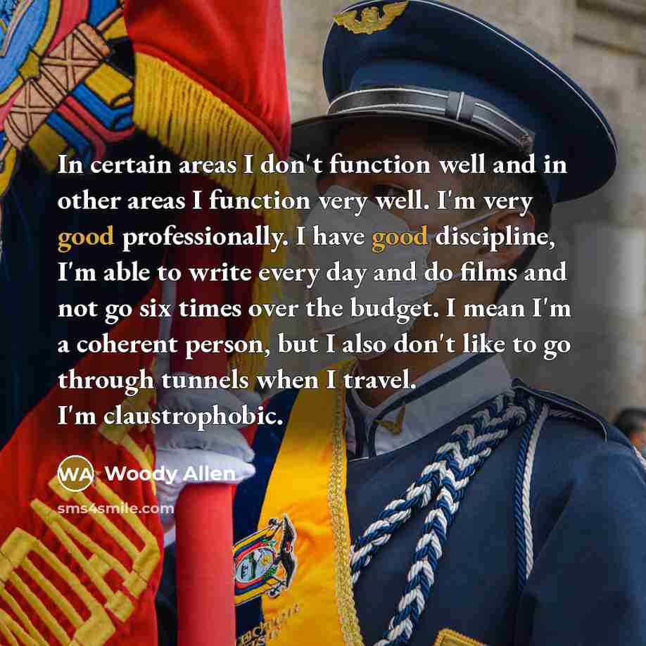 “In certain areas I don't function well and in other…” quote by Woody Allen