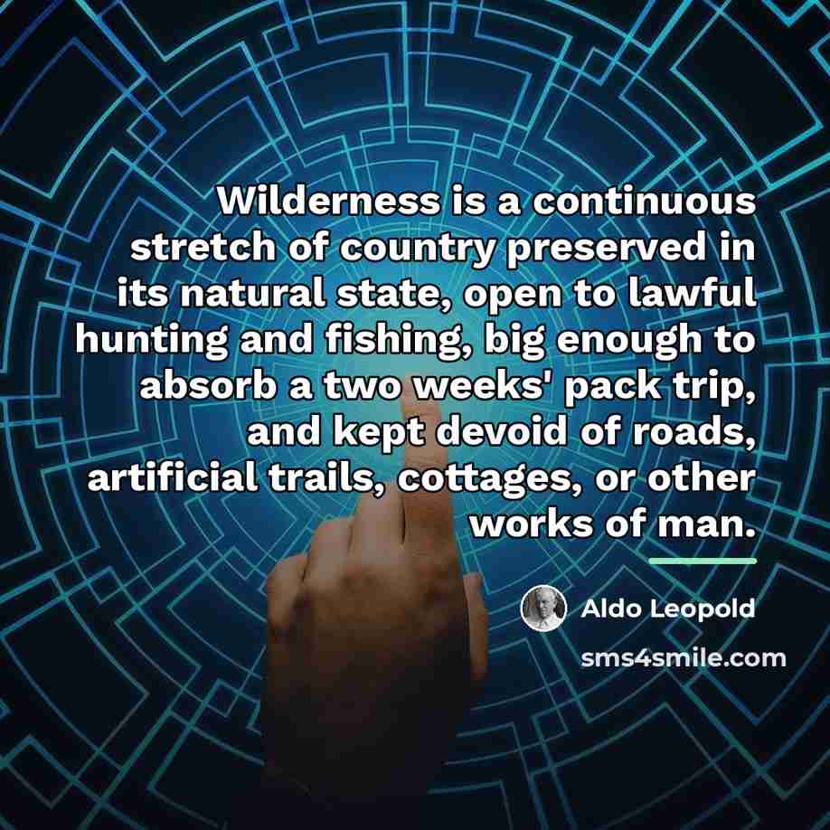 “Wilderness is a continuous stretch of country preserved in its…” quote by Aldo Leopold