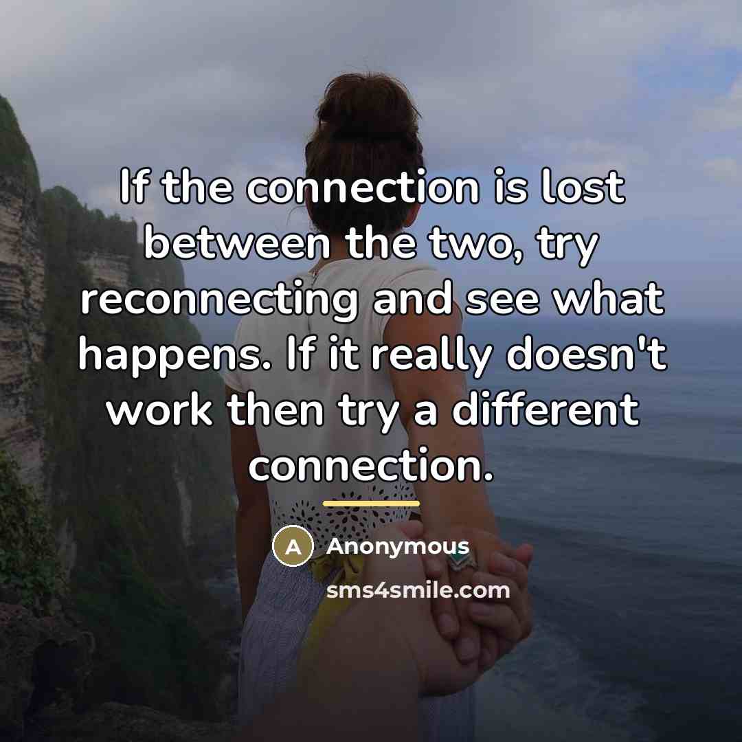 “If the connection is lost between the two, try reconnecting…” quote by Anonymous