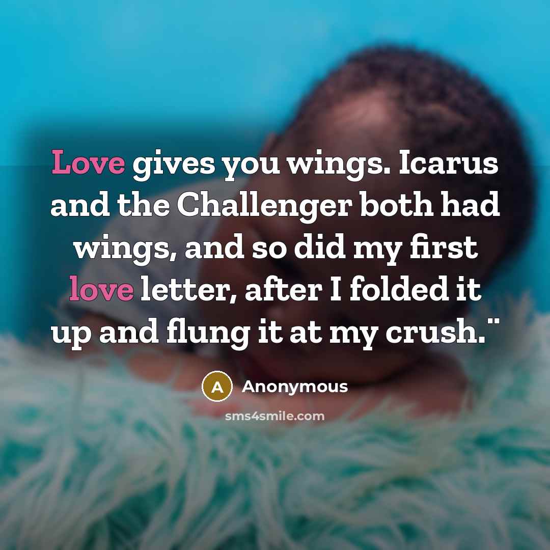 “Love gives you wings. Icarus and the Challenger both had…” quote by Anonymous