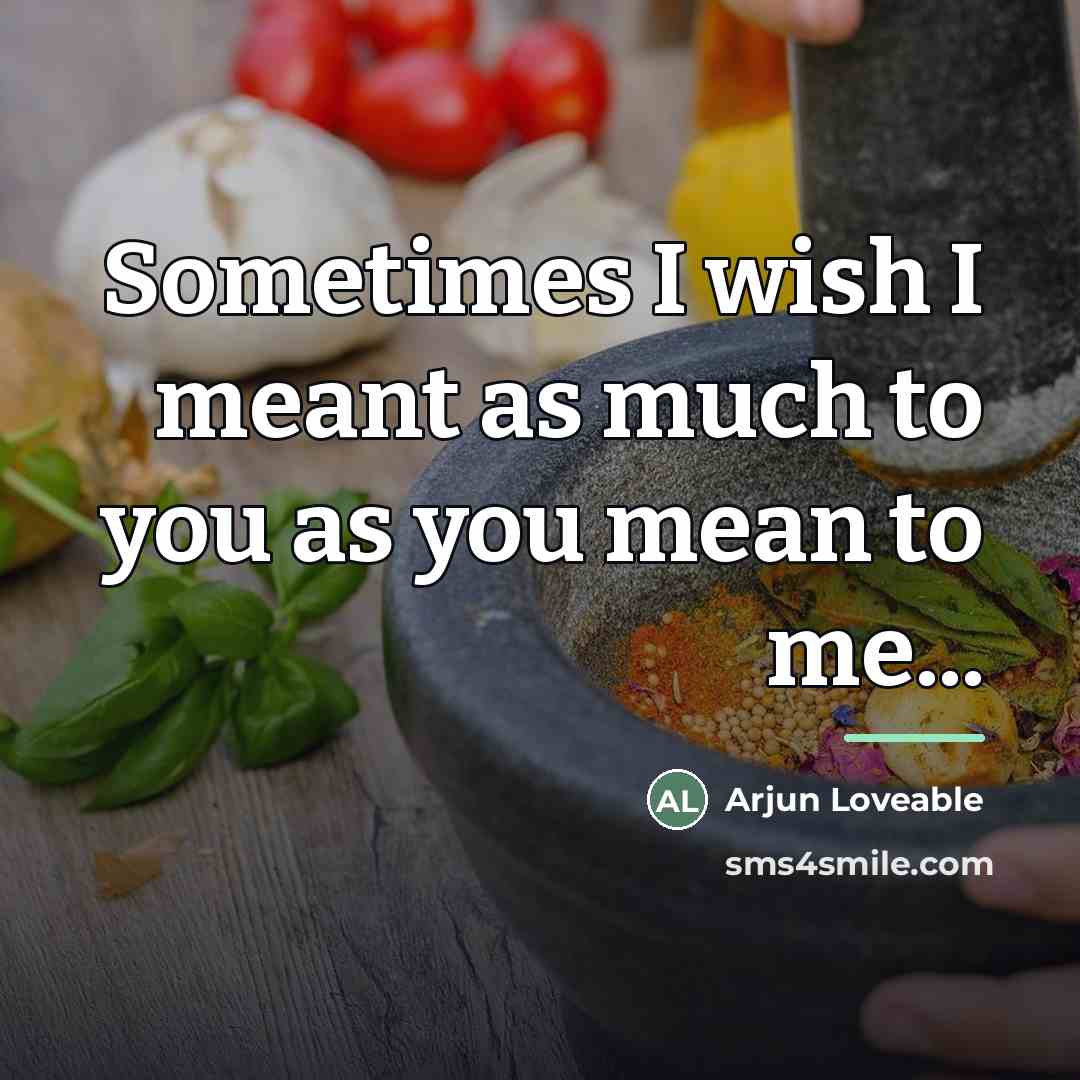 “Sometimes I wish I meant as much to you as…” quote by Arjun Loveable