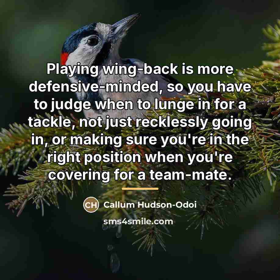 “Playing wing-back is more defensive-minded, so you have to judge…” quote by Callum Hudson-Odoi