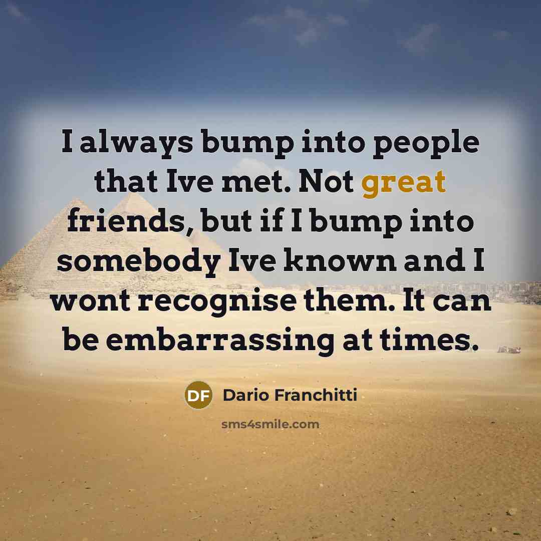 “I always bump into people that Ive met. Not great…” quote by Dario Franchitti